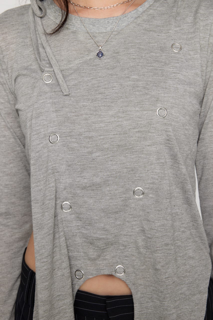 HEM POINT RING BUTTON トップス T.GRY FREE