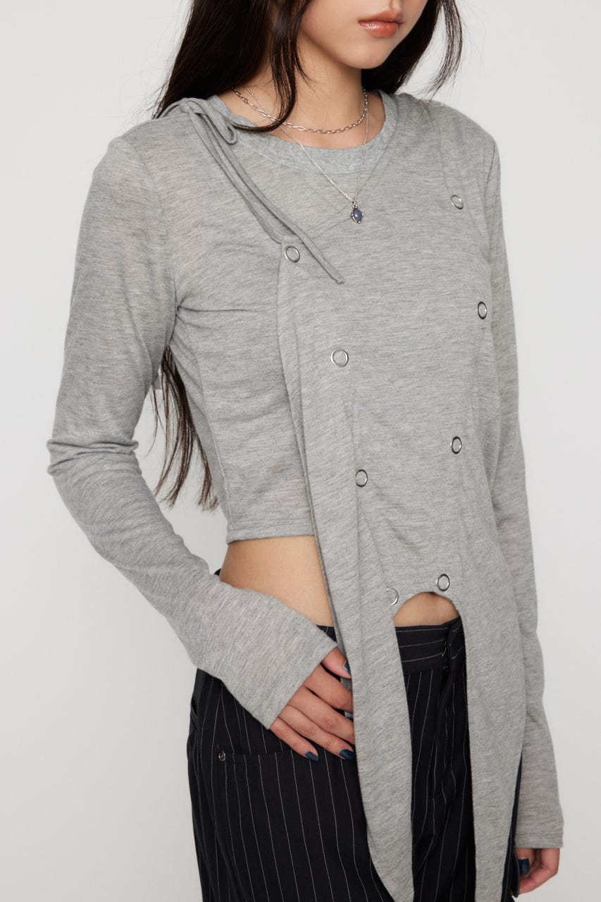 HEM POINT RING BUTTON トップス T.GRY FREE