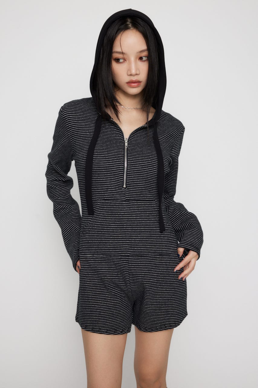 BORDER HOODIE ロンパース laguagem Mサイズ LAGUA GEM | BORDER HOODIE ロンパース (ワンピース(ミニ