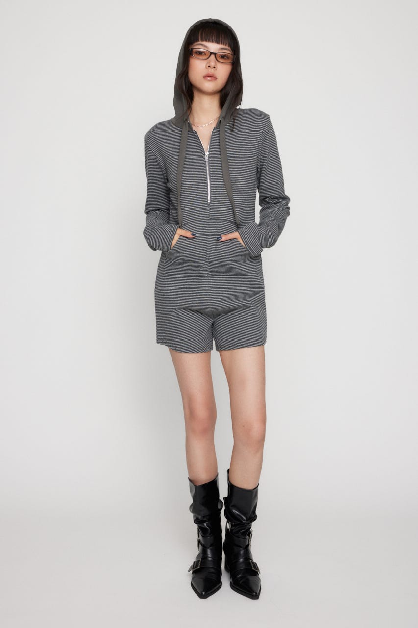 BORDER HOODIE ロンパース laguagem Mサイズ LAGUA GEM | BORDER HOODIE ロンパース (ワンピース(ミニ