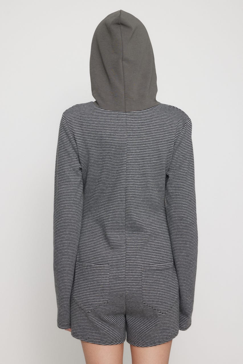 BORDER HOODIE ロンパース GRY S