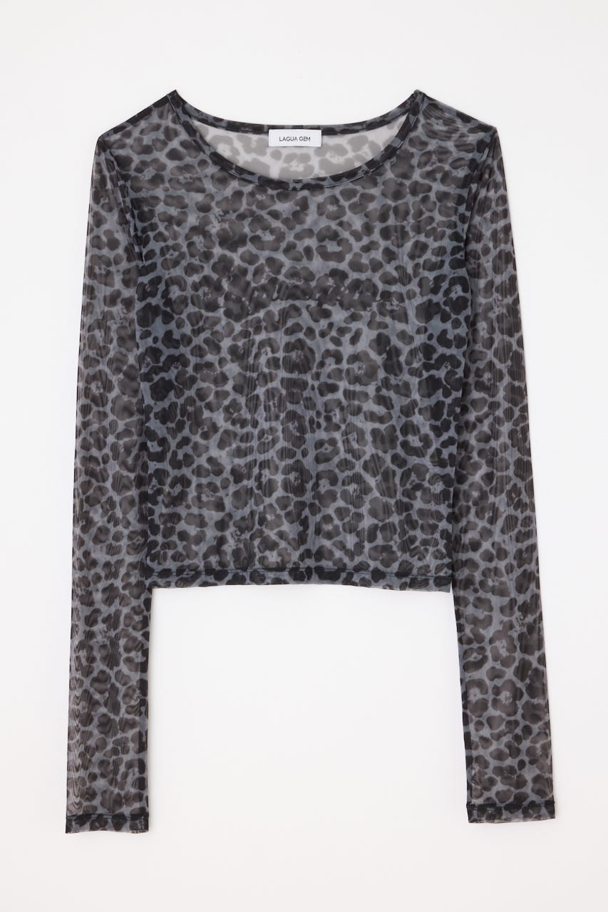 LAGUA GEM | LEOPARD SHEER トップス (Tシャツ・カットソー(長袖
