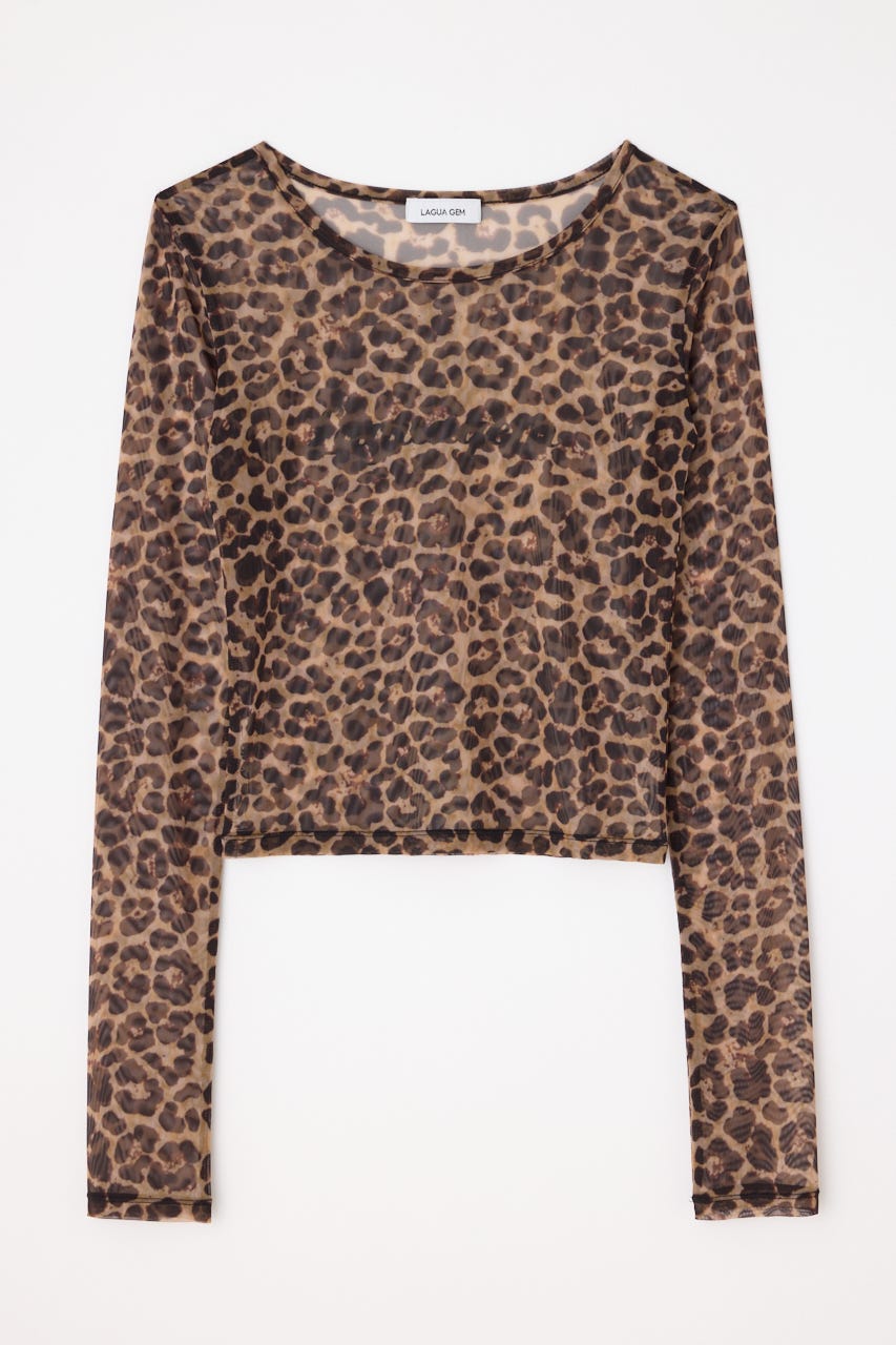 LAGUA GEM | LEOPARD SHEER トップス (Tシャツ・カットソー(長袖