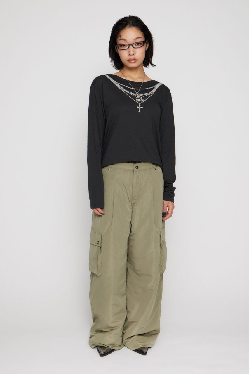 PENDANT PRINT ロングスリーブＴシャツ BLK FREE