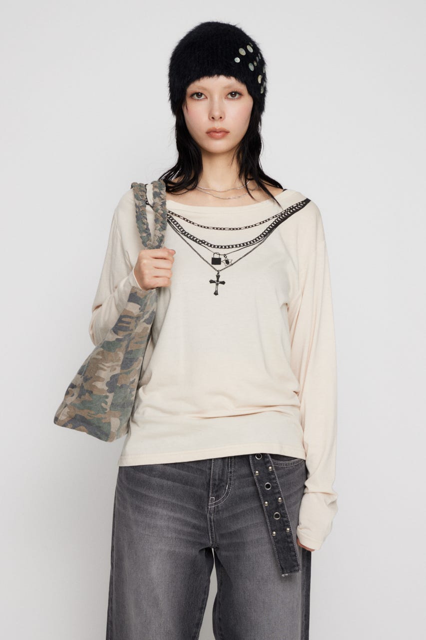 PENDANT PRINT ロングスリーブＴシャツ IVOY FREE