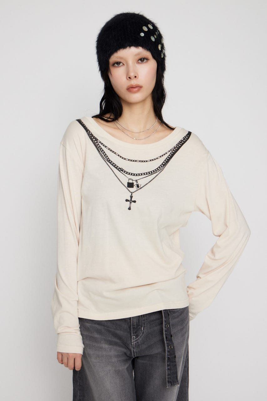 PENDANT PRINT ロングスリーブＴシャツ IVOY FREE