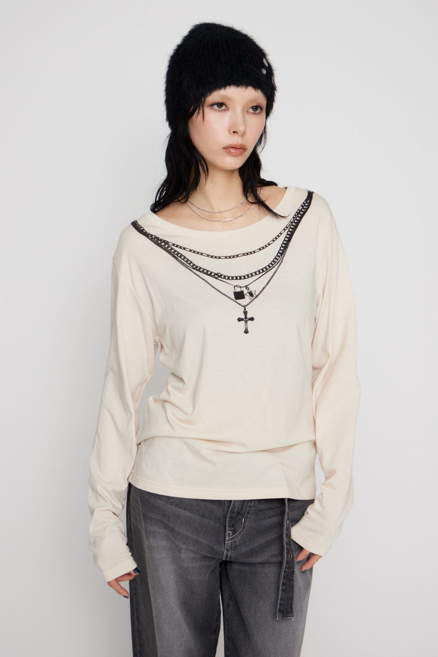 PENDANT PRINT ロングスリーブＴシャツ IVOY FREE