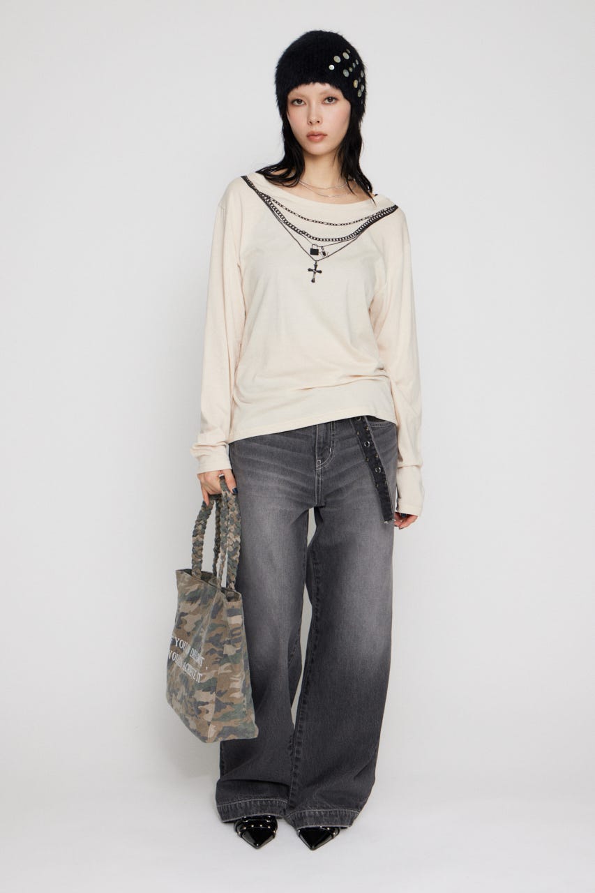 PENDANT PRINT ロングスリーブＴシャツ IVOY FREE