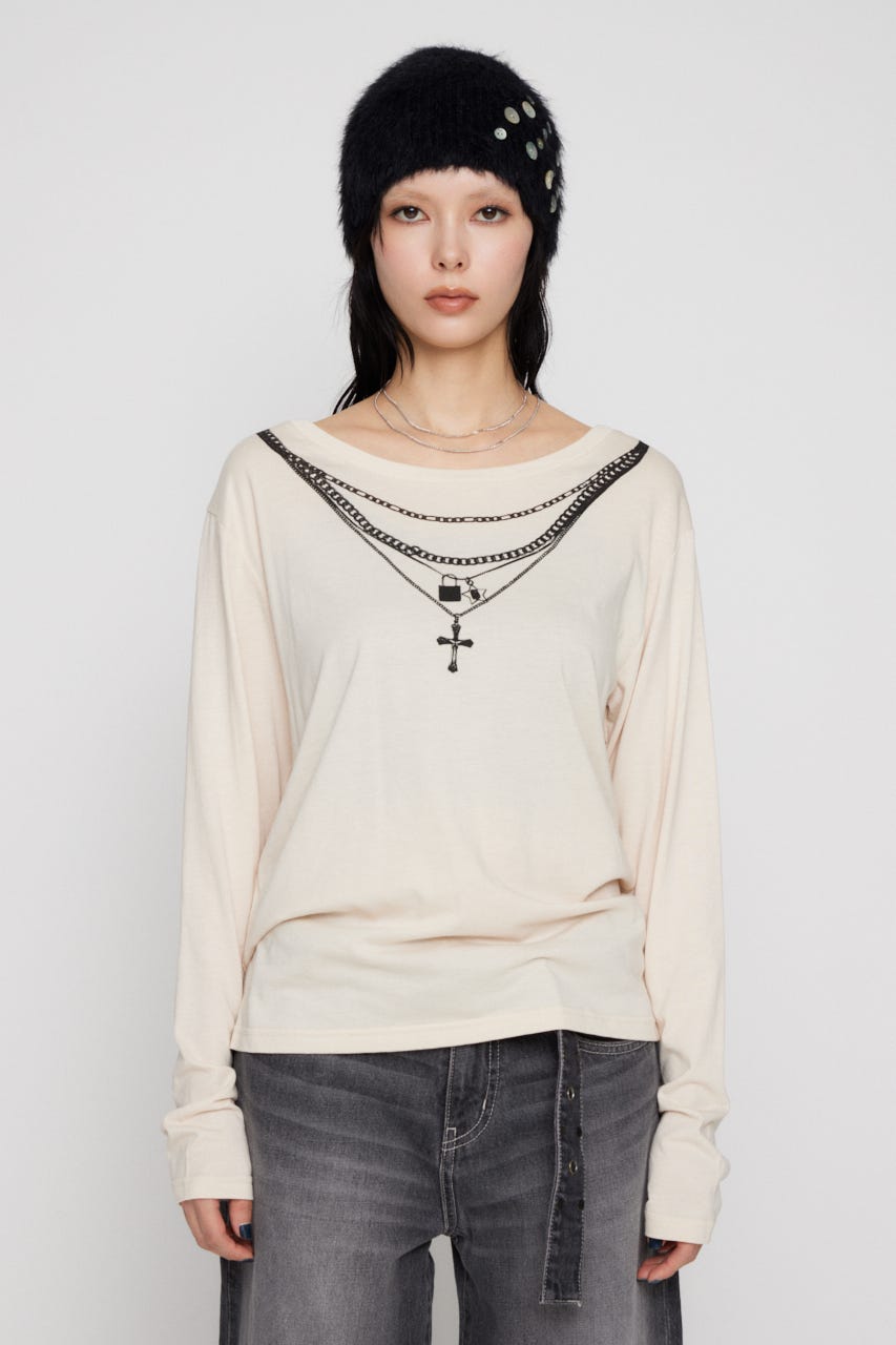 PENDANT PRINT ロングスリーブＴシャツ IVOY FREE