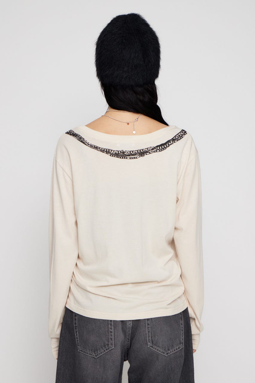 PENDANT PRINT ロングスリーブＴシャツ IVOY FREE