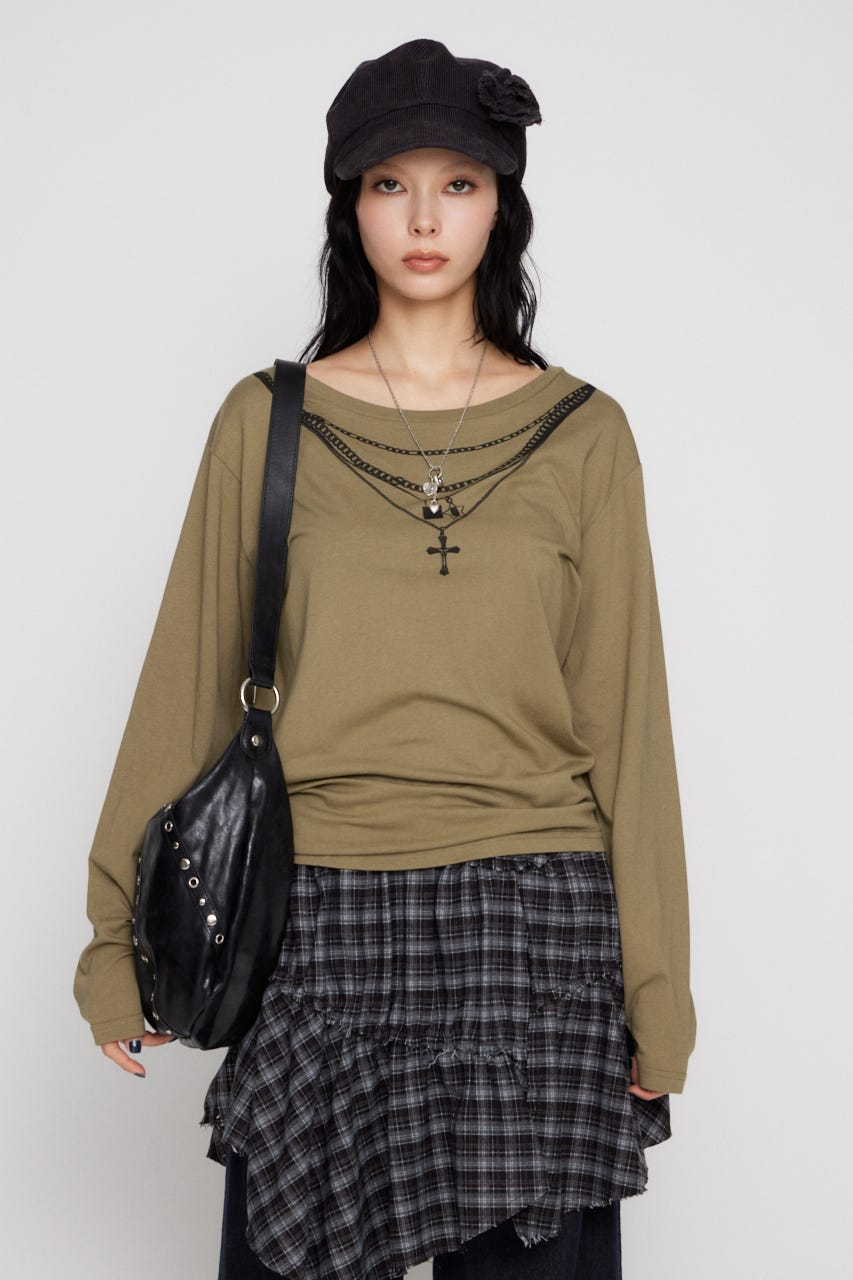 PENDANT PRINT ロングスリーブＴシャツ KHA FREE