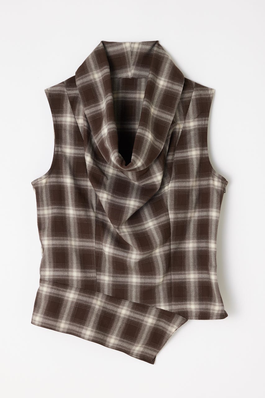LAGUA GEM | CHECK DRAPE NECK トップス (タンクトップ ) |SHEL