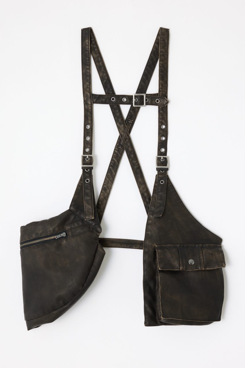 LAGUA GEM | ZIP POCKET FAUX LEATHER ベスト (タンクトップ