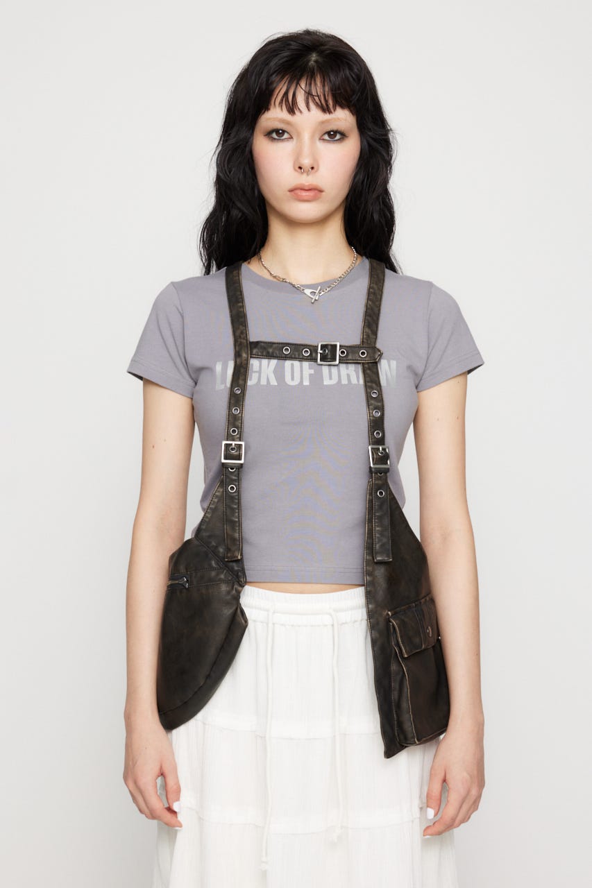 LAGUA GEM | ZIP POCKET FAUX LEATHER ベスト (タンクトップ