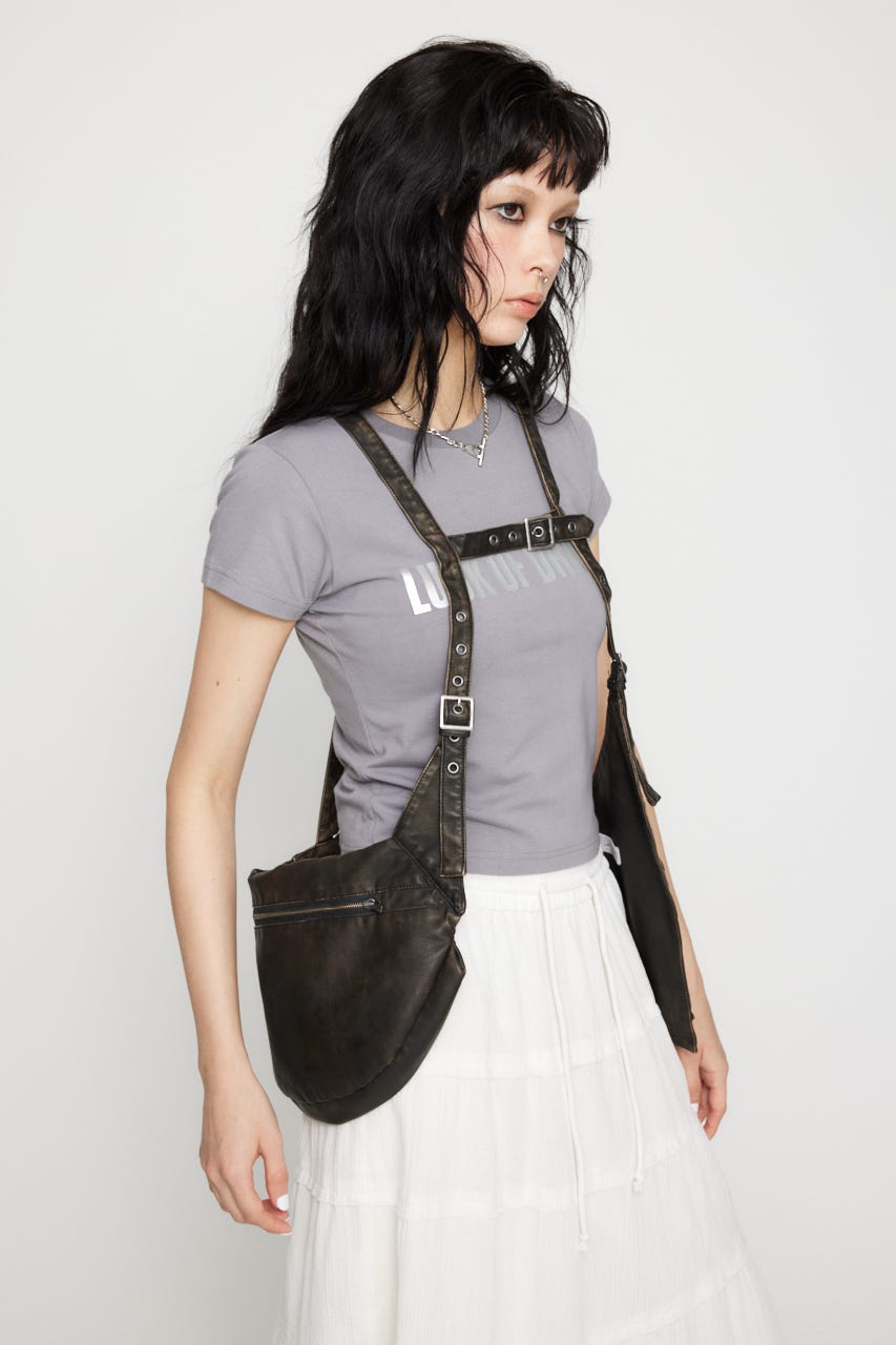 LAGUA GEM | ZIP POCKET FAUX LEATHER ベスト (タンクトップ