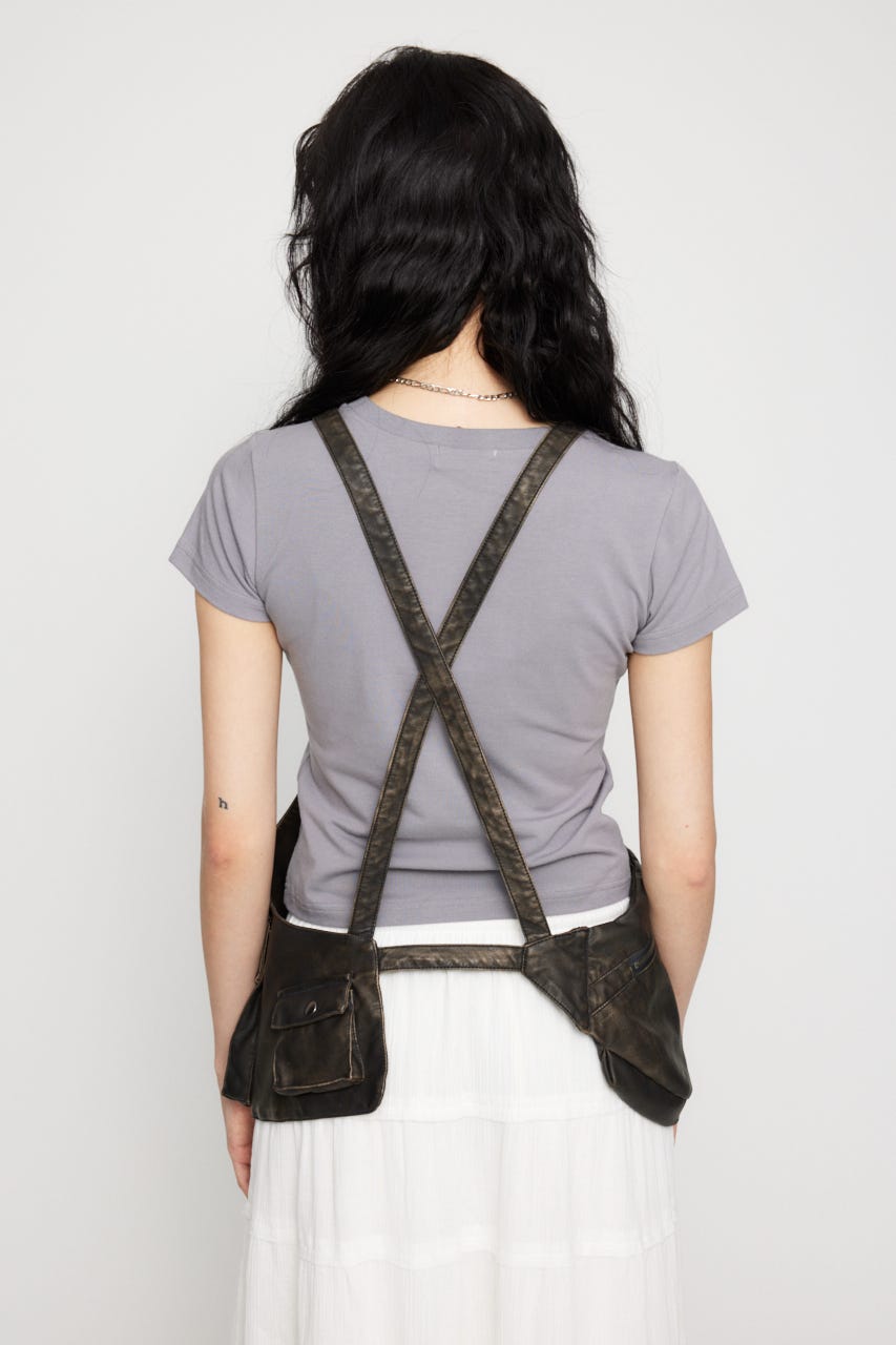 LAGUA GEM | ZIP POCKET FAUX LEATHER ベスト (タンクトップ
