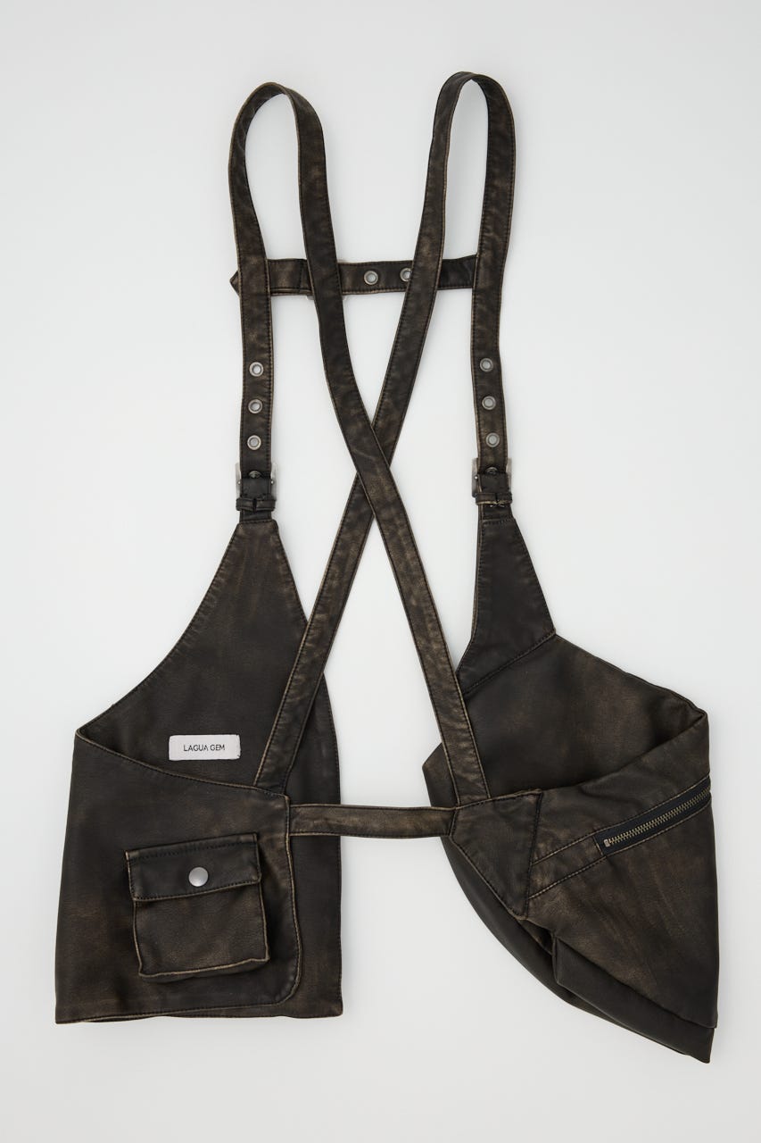 新品本物 LAGUA GEM (タンクトップ ベスト LEATHER FAUX POCKET ZIP | トップス