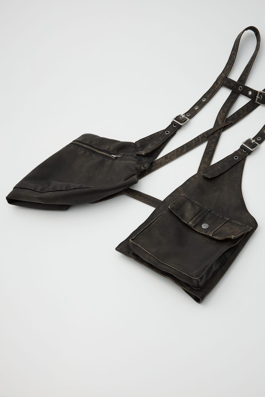 LAGUA GEM | ZIP POCKET FAUX LEATHER ベスト (タンクトップ