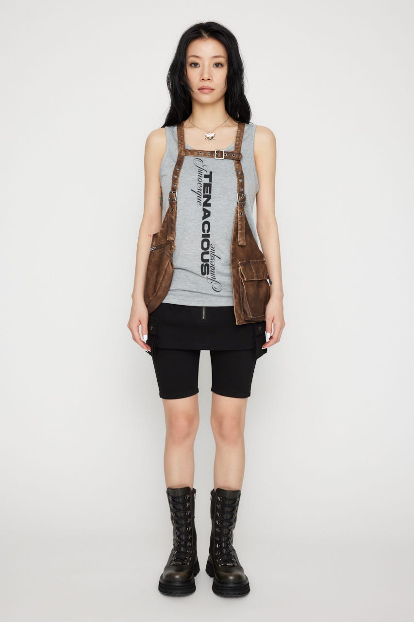 LAGUA GEM | ZIP POCKET FAUX LEATHER ベスト (タンクトップ