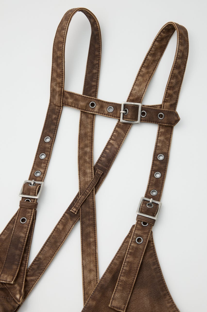 LAGUA GEM | ZIP POCKET FAUX LEATHER ベスト (タンクトップ