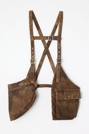 高価値セリー FAUX POCKET ZIP | GEM LAGUA LEATHER (タンクトップ ベスト トップス
