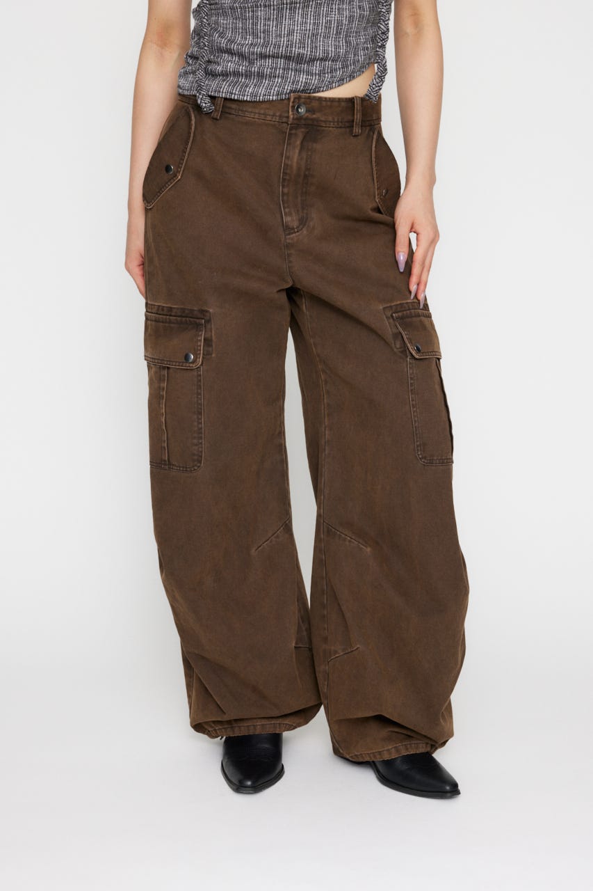 【LESLIE AMON】crepe de chine wide-leg cargo パンツ SUMWON WOMEN Wide Leg Cargo Pants High Waist Drawstring｜Sumwon