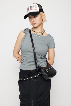 lagua gemスタッズ付き黒レザーハンドバッグ LAGUA GEM | BIG STUDS バッグ (すべて ) |SHEL'TTER WEBSTORE
