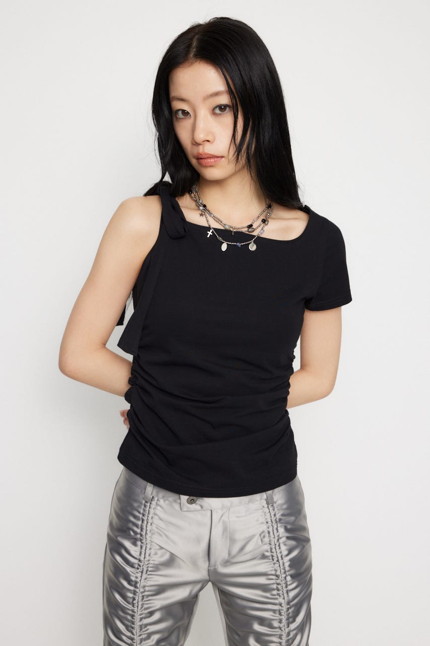 pachman ラップスタイル 半袖トップス 黒 LAGUA GEM | 2WAY HOODIE トップス (Tシャツ・カットソー(長袖