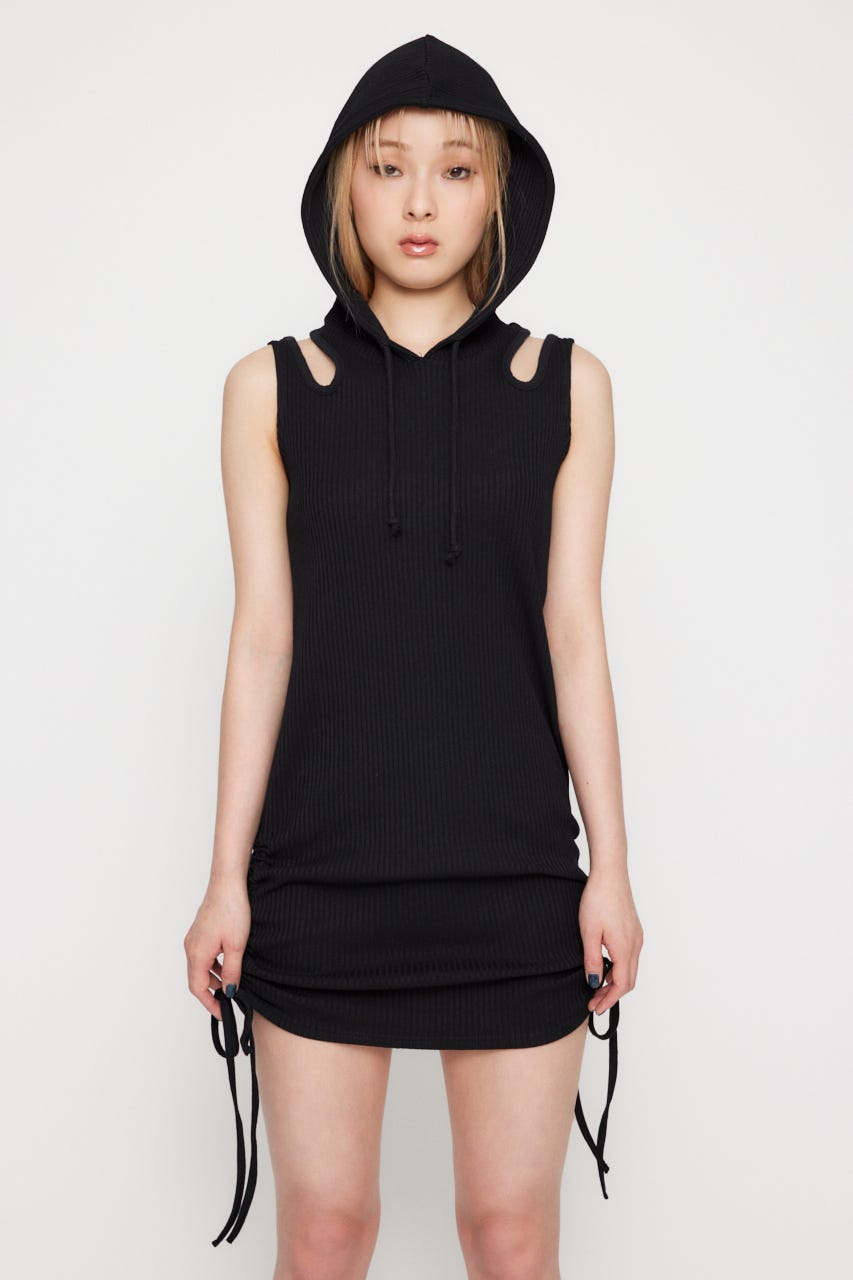 LAGUA GEM | SIDE GATHER HOODIE ミニワンピース (ワンピース