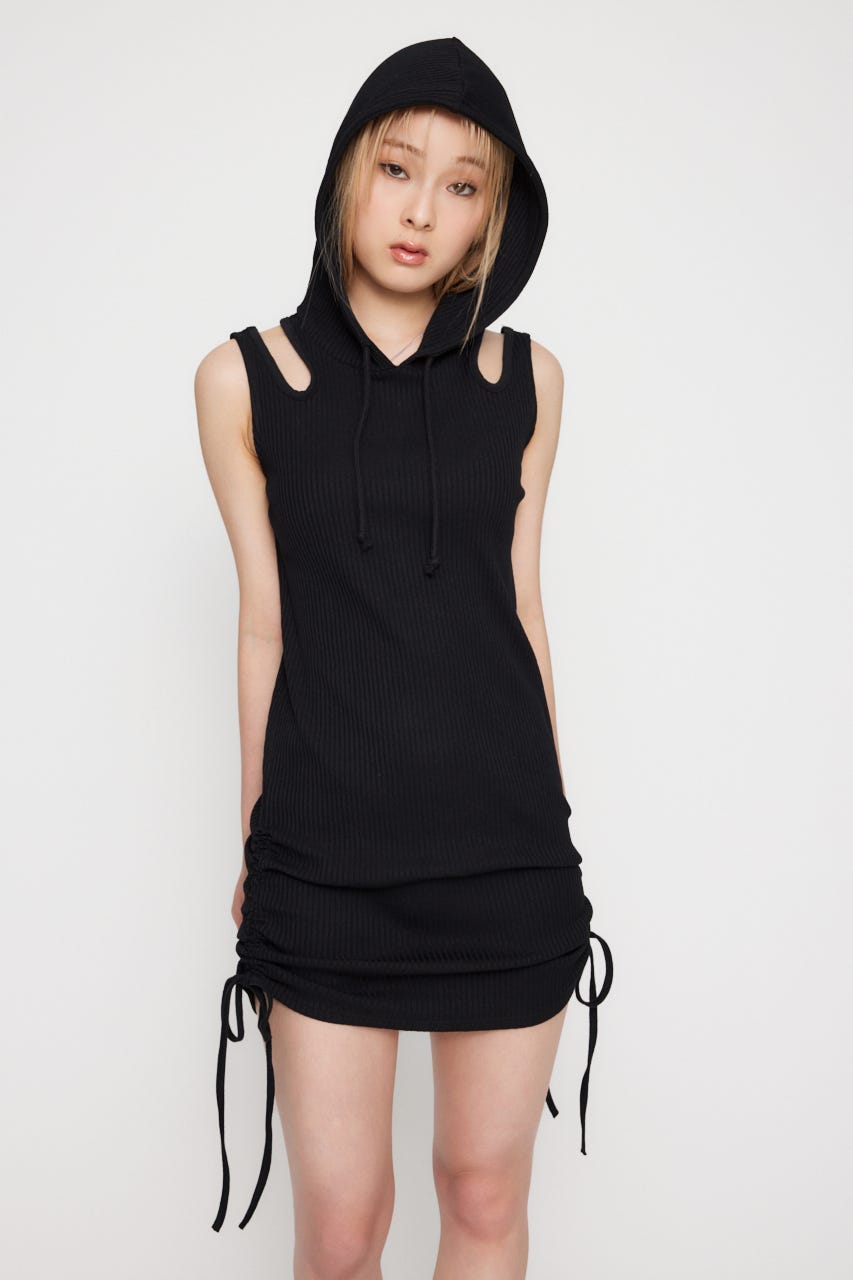 LAGUA GEM | SIDE GATHER HOODIE ミニワンピース (ワンピース