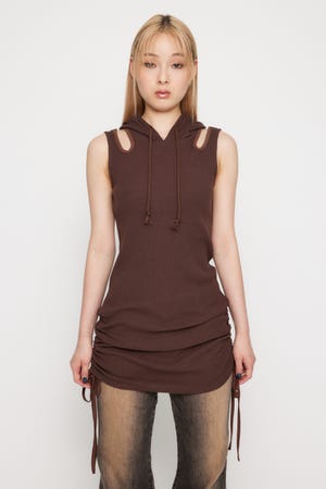 しまま LAGUA GEM | SIDE GATHER HOODIE ミニワンピース (ワンピース