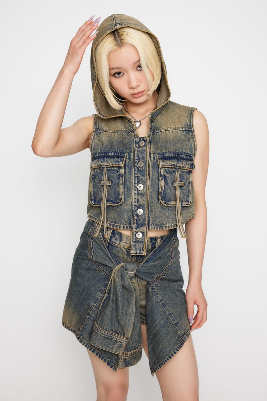 LAGUA GEM | POCKET HOODIE デニムベスト (シャツ・ブラウス