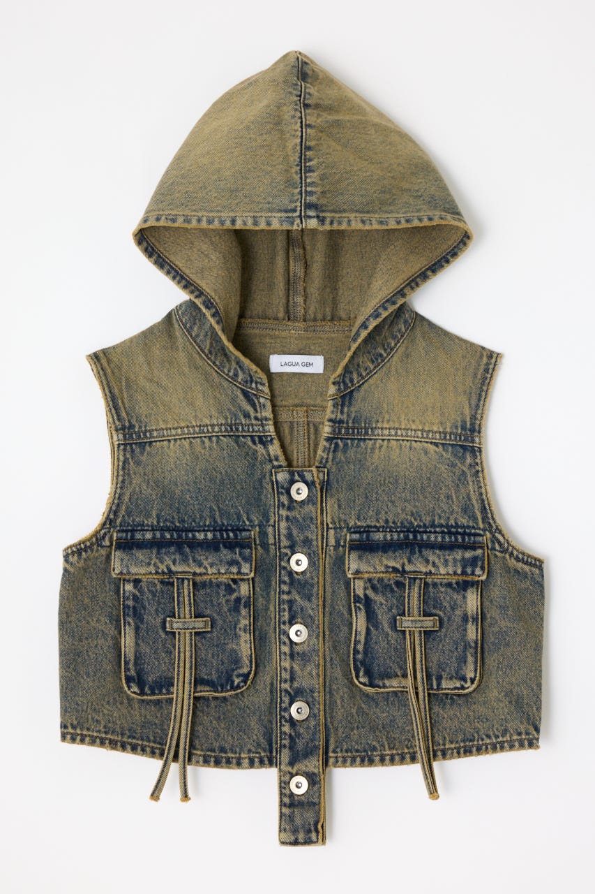 LAGUA GEM | POCKET HOODIE デニムベスト (シャツ・ブラウス
