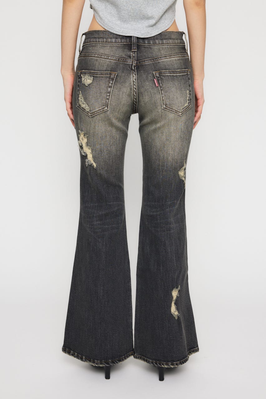 LAGUA GEM | LOW WAIST CRASH FLARE デニム (フレア ) |SHEL