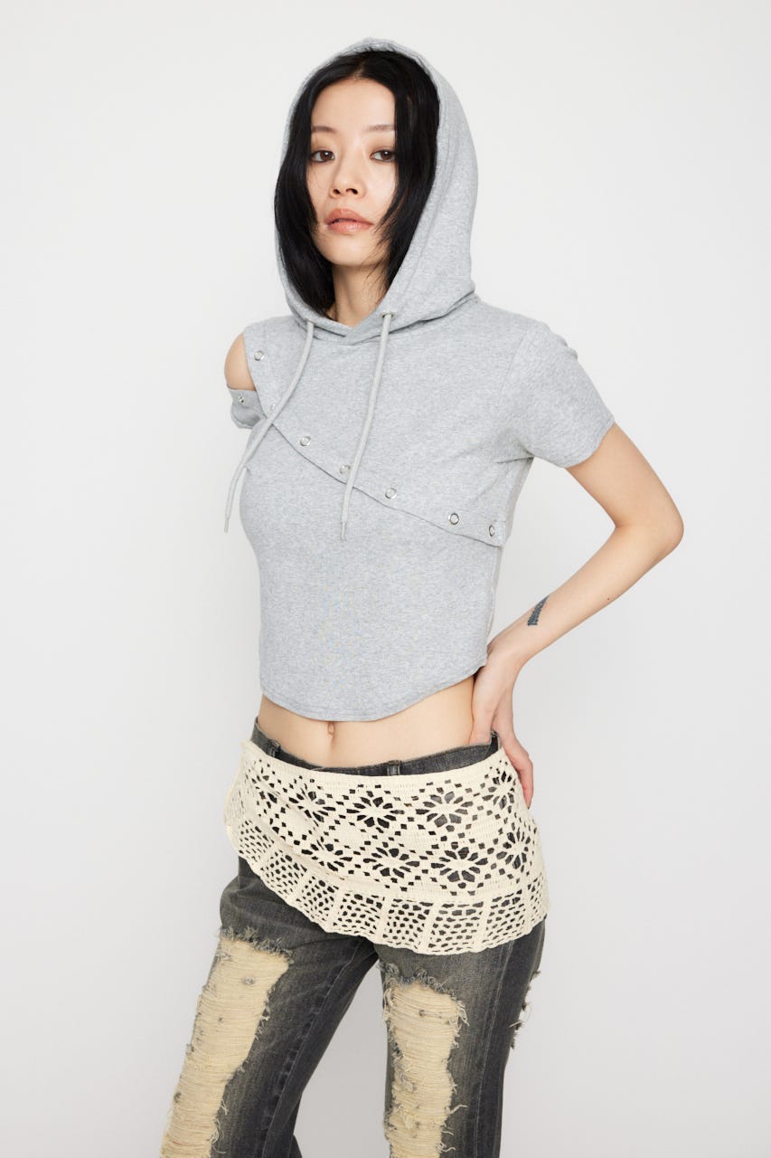 LAGUA GEM | RING BUTTON HOODIE トップス (Tシャツ・カットソー