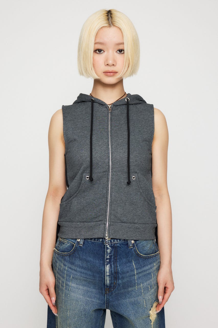 タグ付きOPEN SESAME CLUB lattice half sleeve LAGUA GEM | LOOSE ARM NOSLEEVE フーディ (タンクトップ