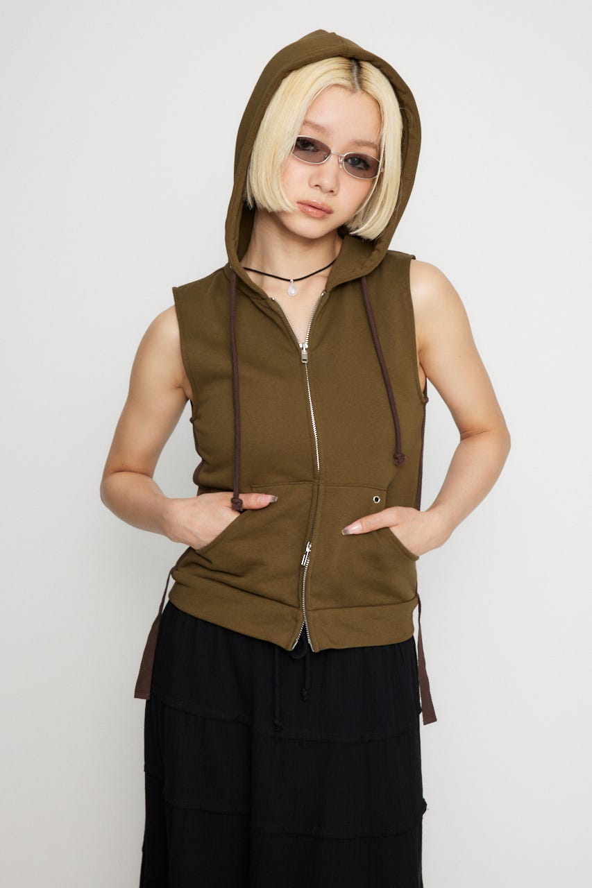 タグ付きOPEN SESAME CLUB lattice half sleeve LAGUA GEM | LOOSE ARM NOSLEEVE フーディ (タンクトップ
