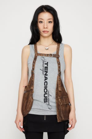 LAGUA GEM | LOOSEY NOSLEEVE PRINT トップス (タンクトップ