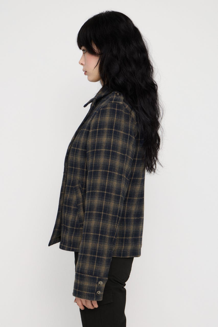 CHECK COMPACT DOUBLE コート NVY FREE