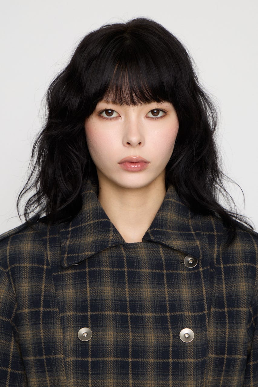 CHECK COMPACT DOUBLE コート NVY FREE