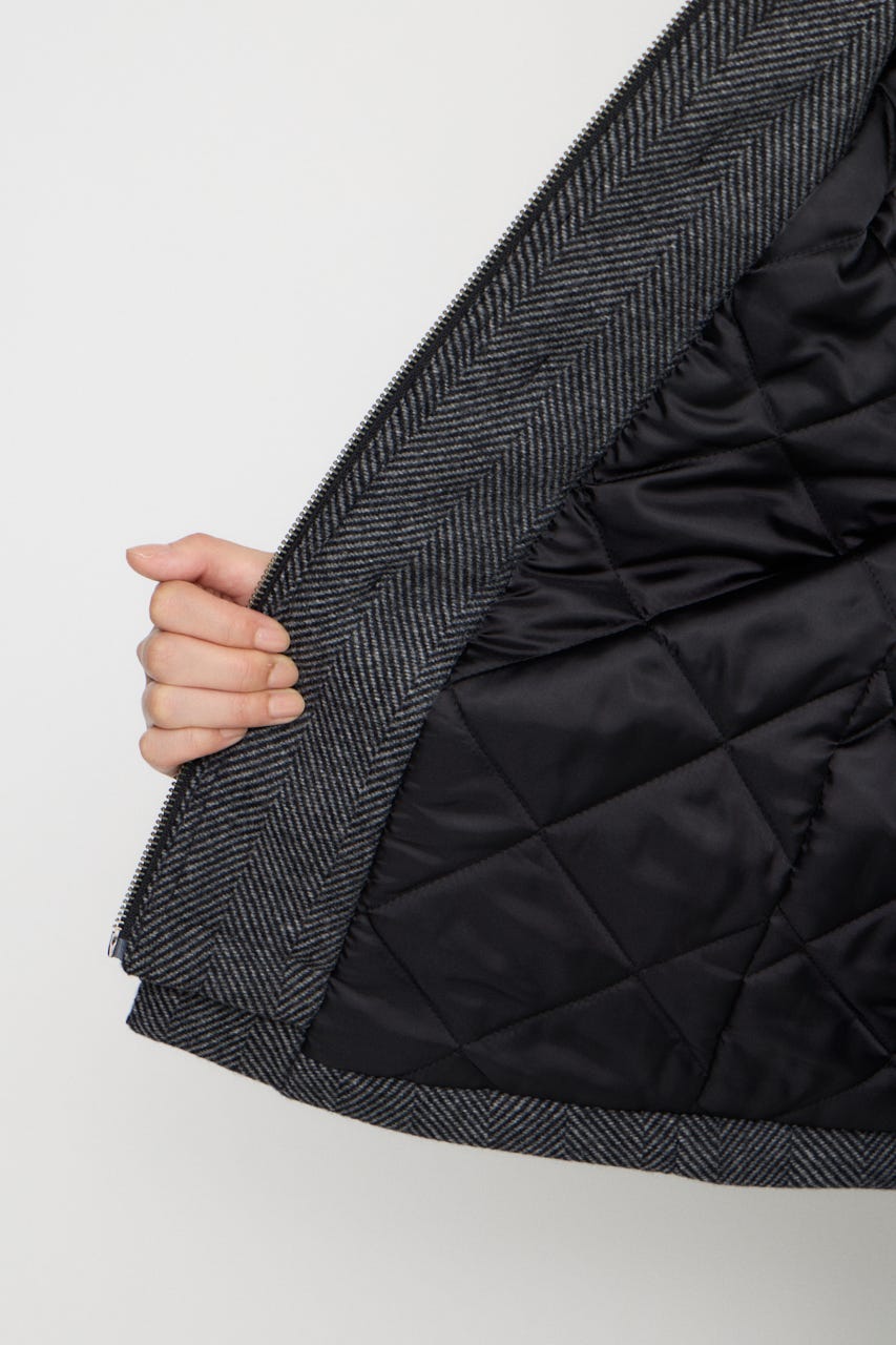 OVERLAP DOUBLE TWEED コート M/BLK FREE