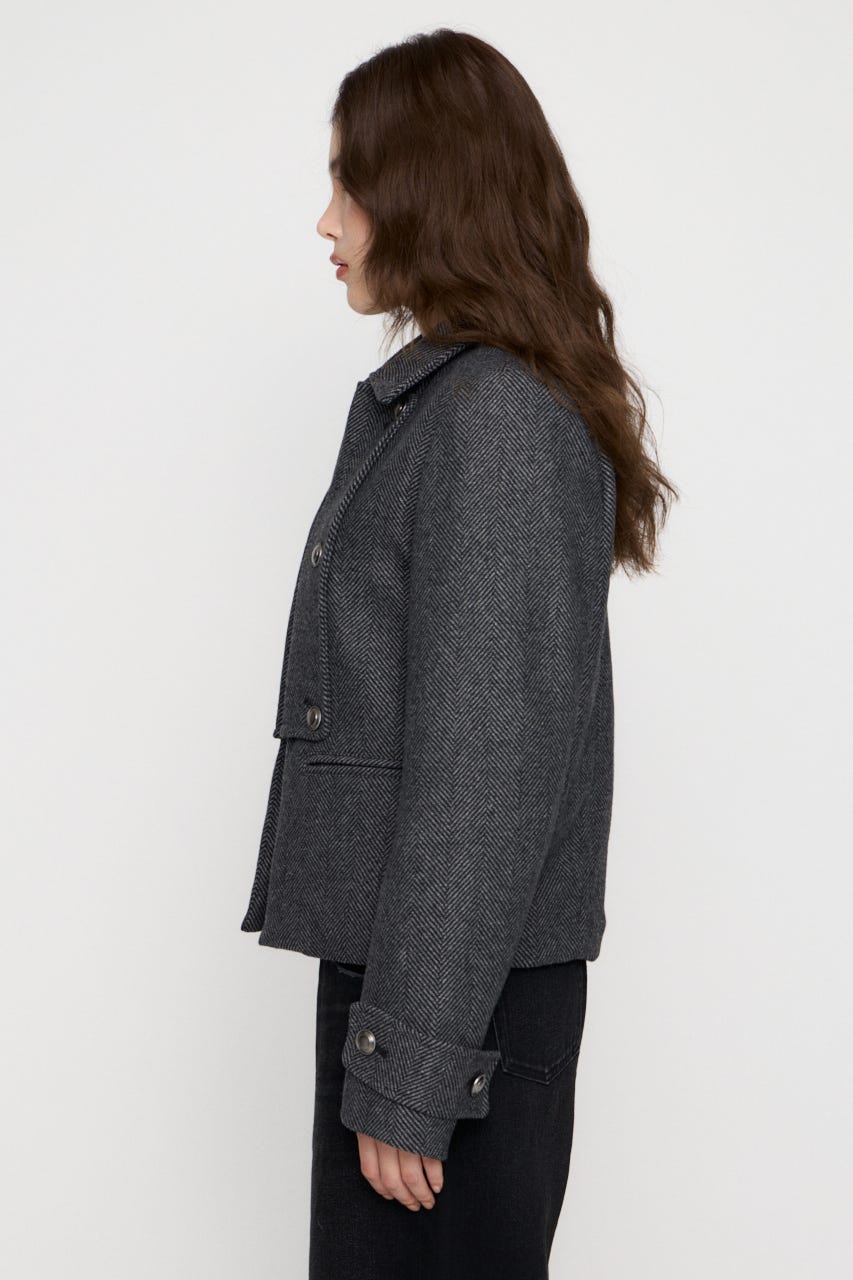OVERLAP DOUBLE TWEED コート M/BLK FREE