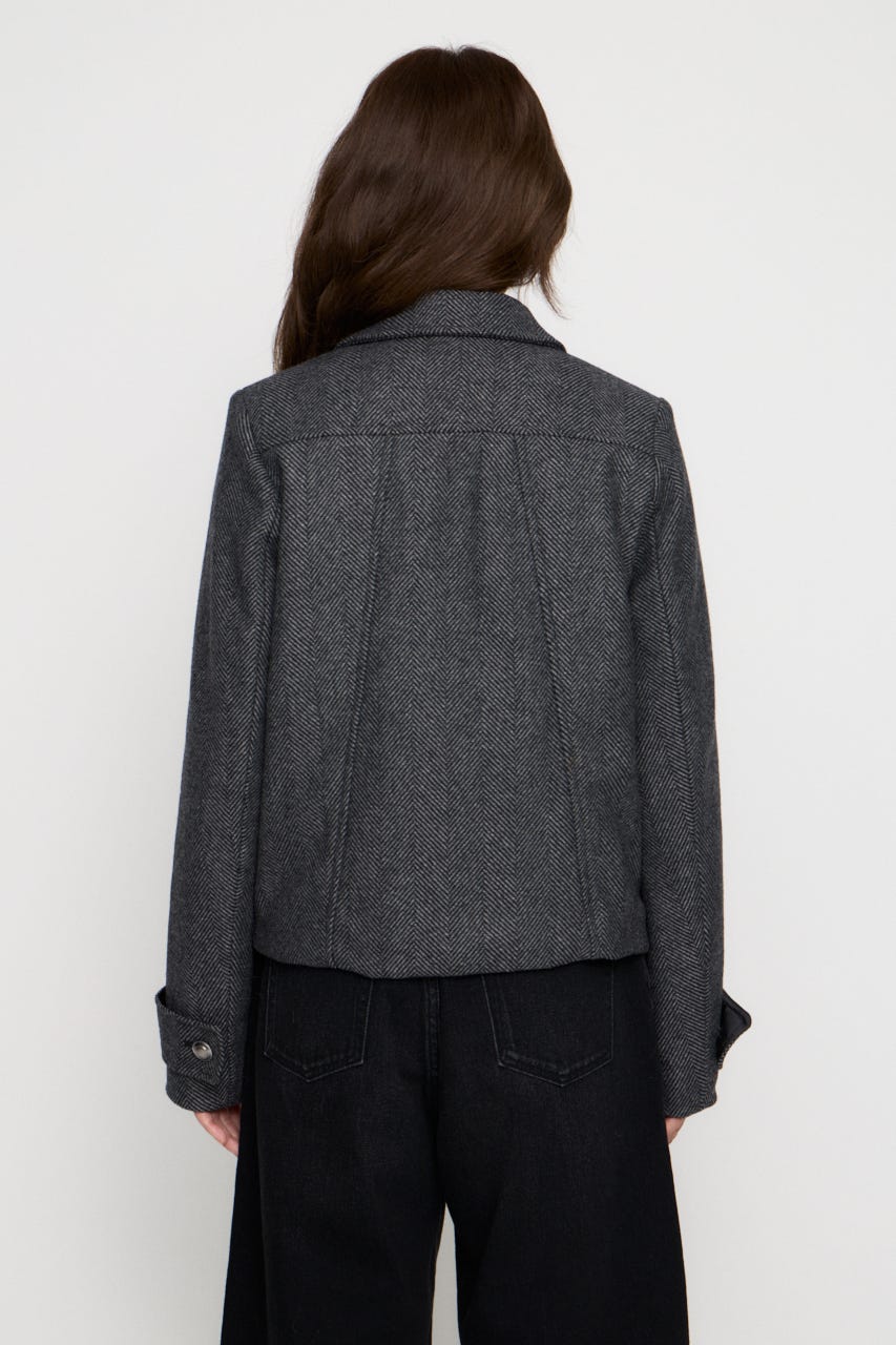 OVERLAP DOUBLE TWEED コート M/BLK FREE