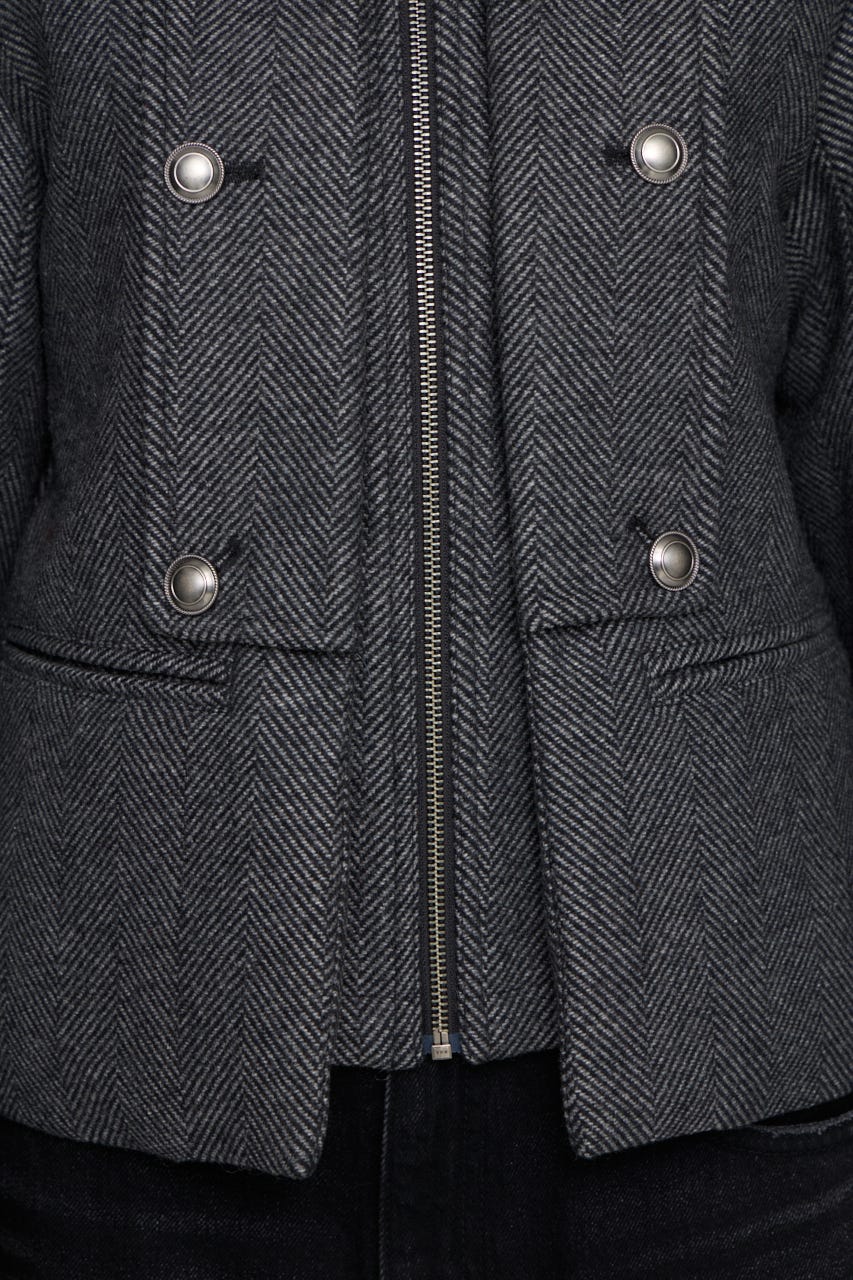 OVERLAP DOUBLE TWEED コート M/BLK FREE
