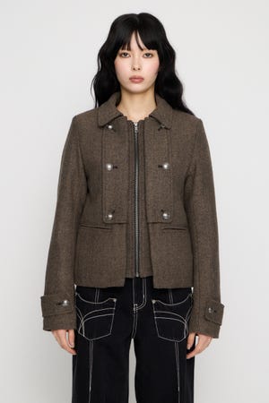OVERLAP DOUBLE TWEED コート