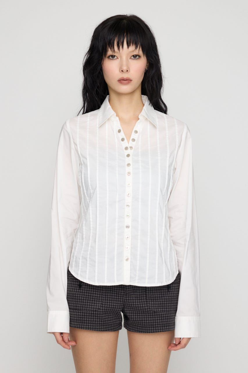 PIN TUCK BUTTON シャツ WHT FREE