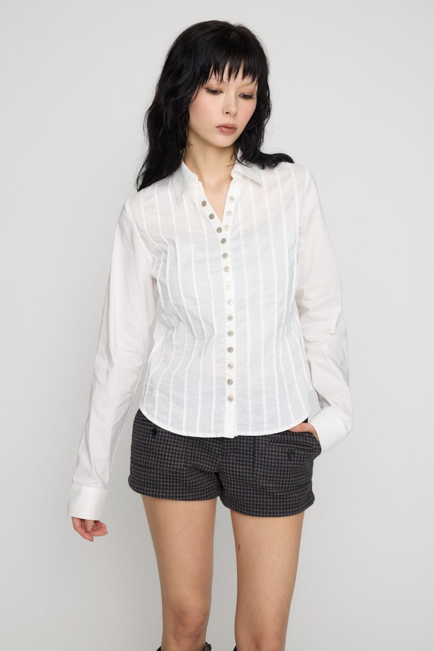 PIN TUCK BUTTON シャツ WHT FREE