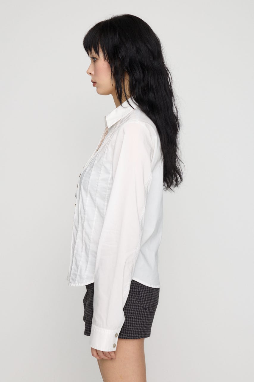 PIN TUCK BUTTON シャツ WHT FREE