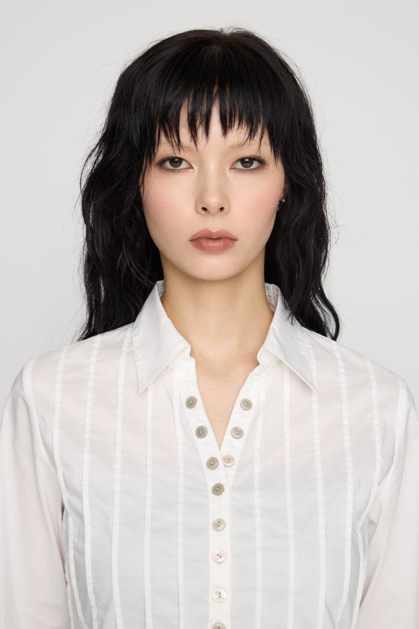 PIN TUCK BUTTON シャツ WHT FREE