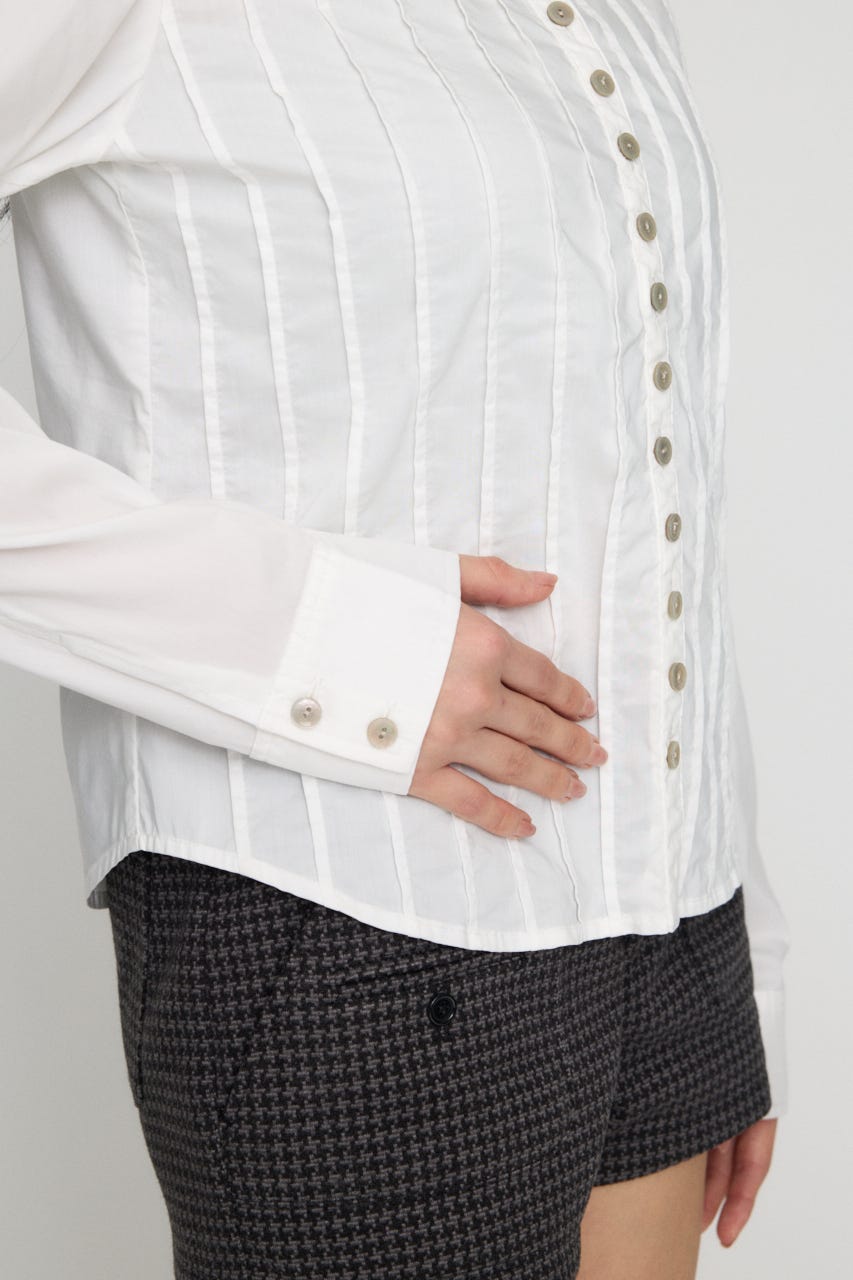PIN TUCK BUTTON シャツ WHT FREE